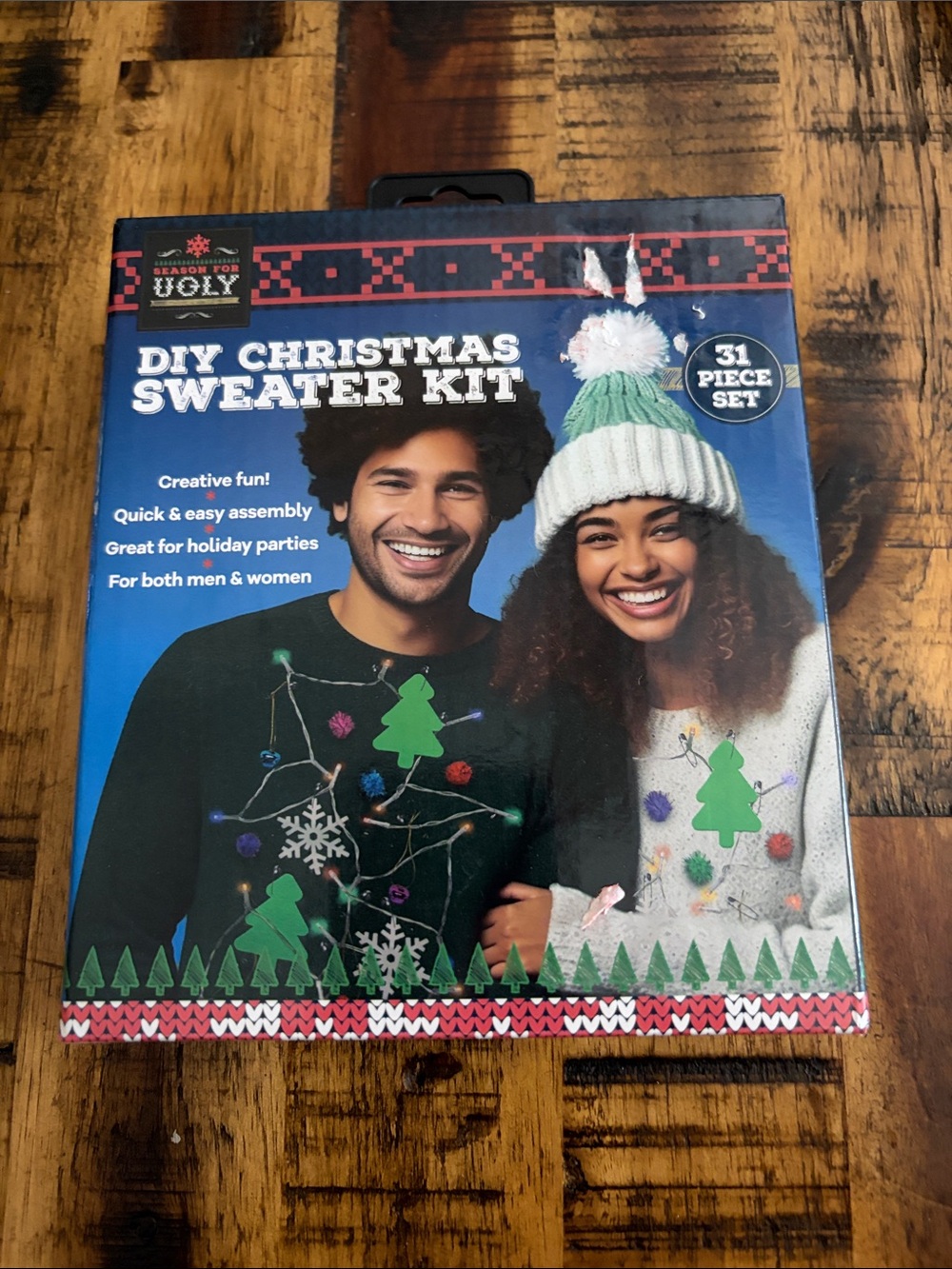 DIY Christmas Sweater Kit – Green & White